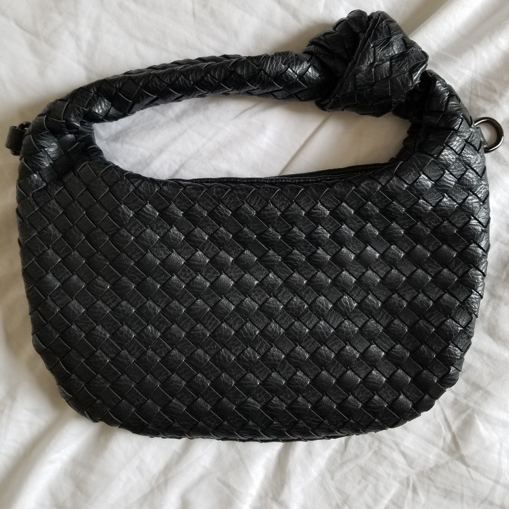 Woven Vegan Leather Knotted Bag